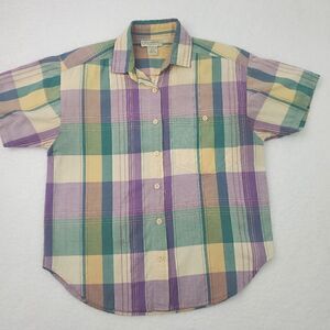 Neil Martin Pastel  Checkard Pattern Vintage Button Up Blouse Women Size 8